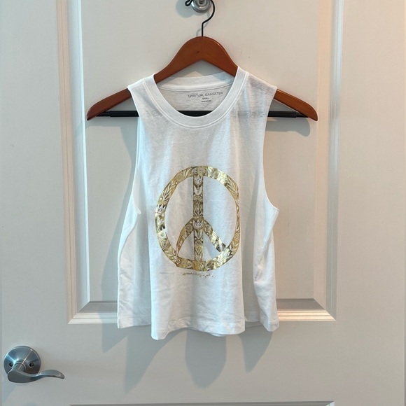 SPIRITUAL GANGSTER Peace Graphic Crop Tank Top - Picture 3 of 16